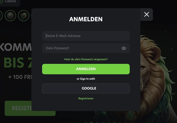 Neospin-Login-Bereich für Spieler aus Deutschland